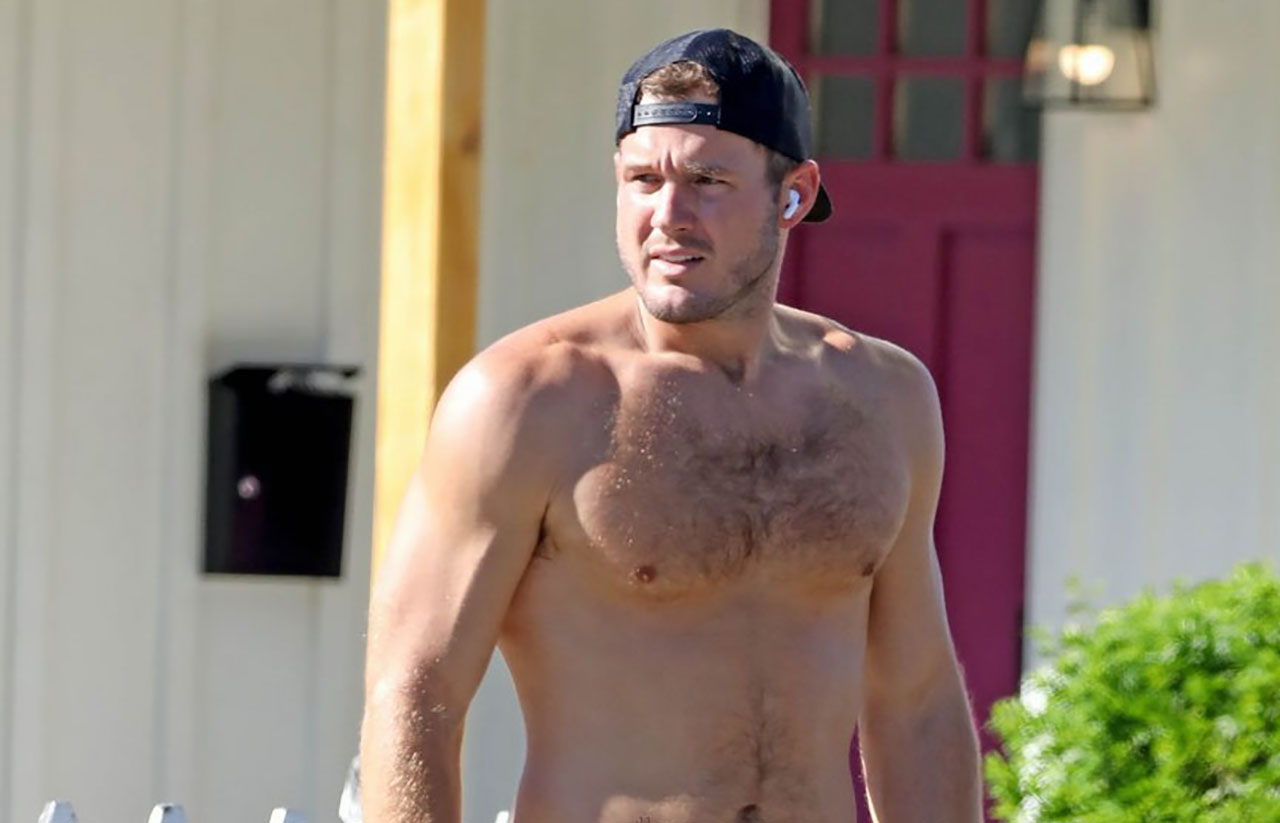 Colton Underwood Takes a Stroll in his Los Angeles Neighborhood, Bares Chest