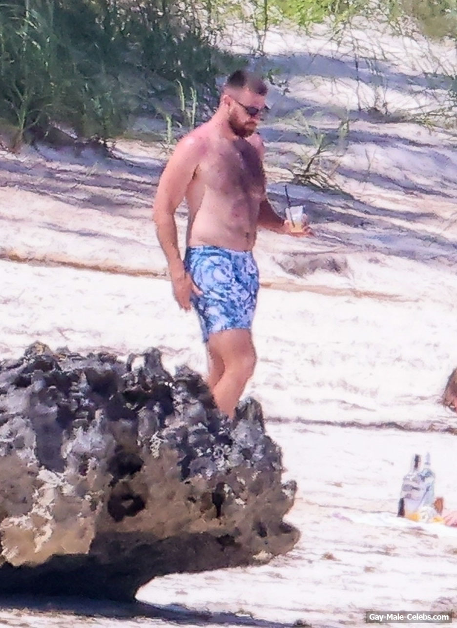 Travis Kelce shirtless beach photos