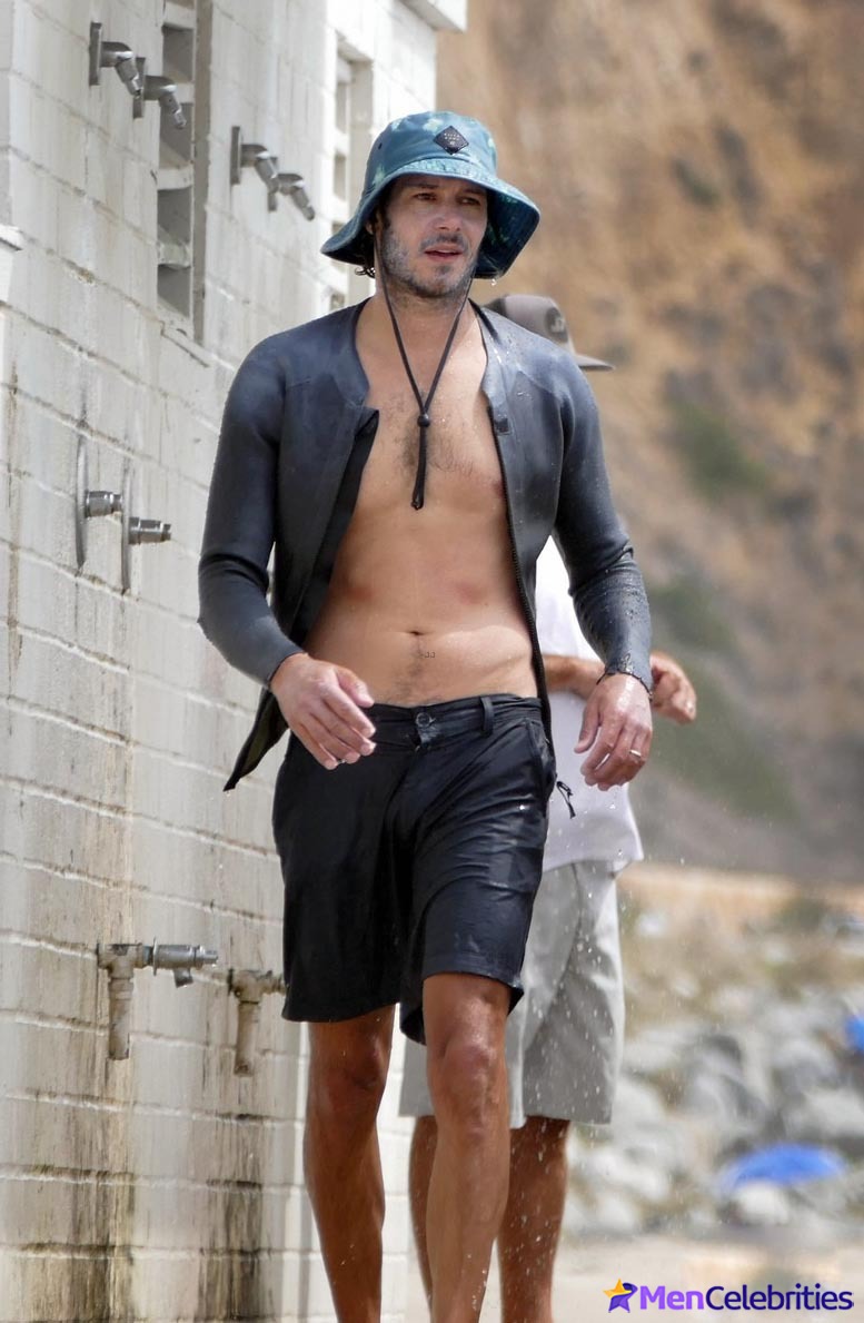 Adam Brody shirtless outdoors