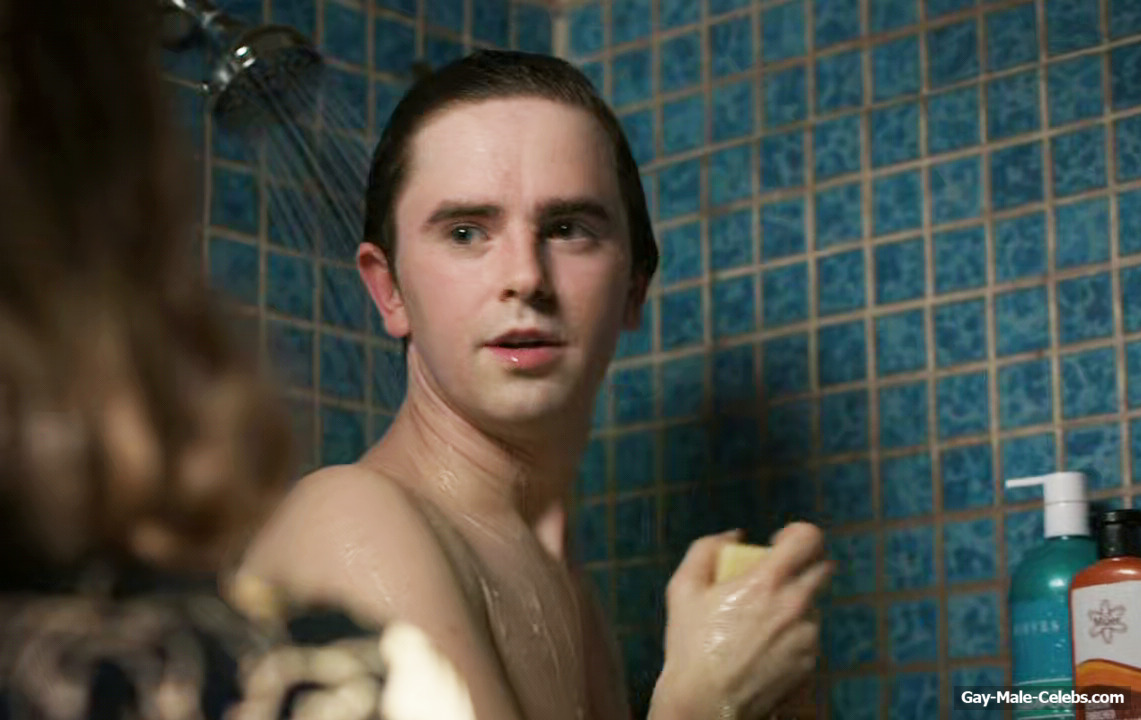 Freddie Highmore in shower