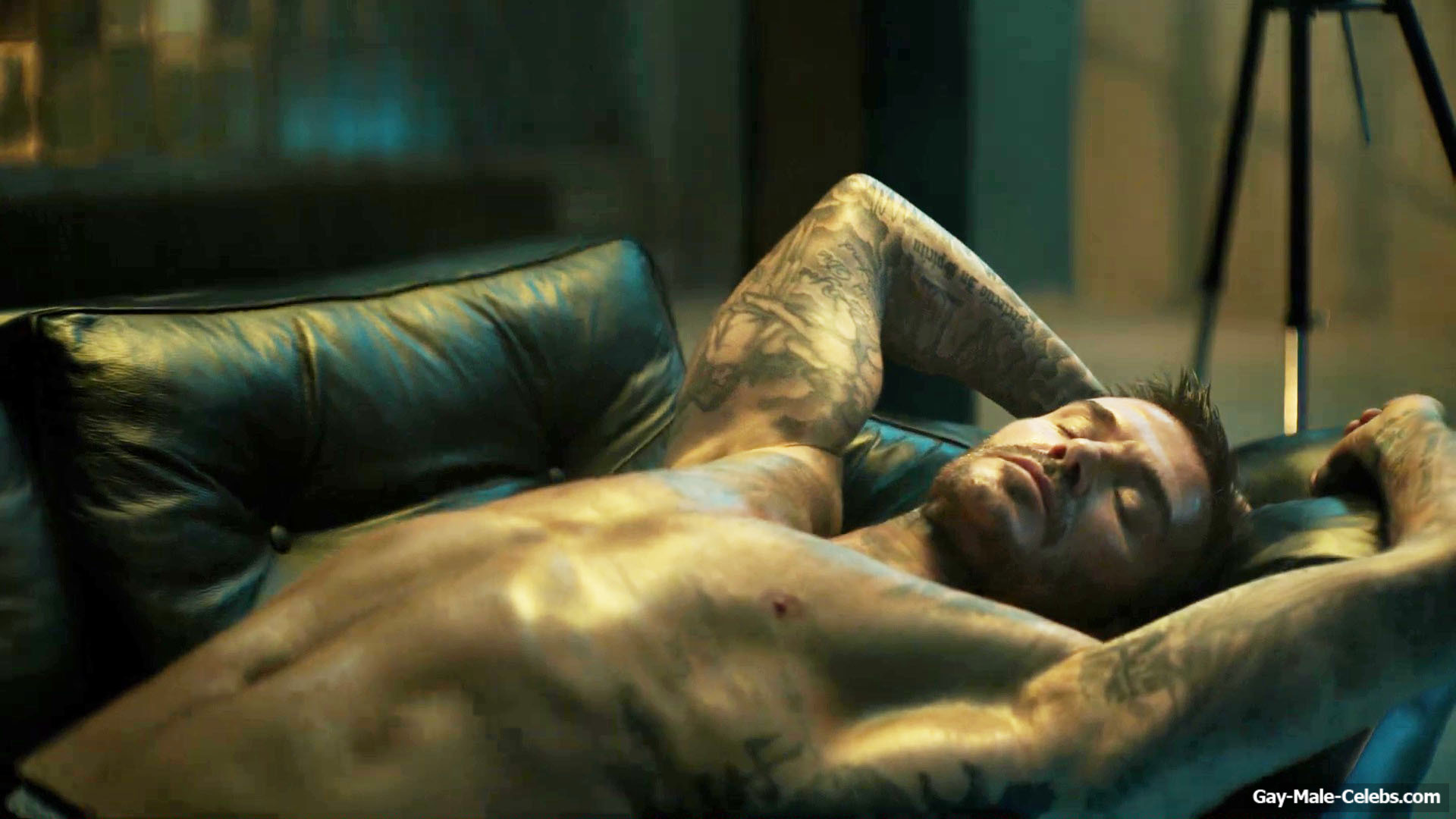 David Beckham shirtless