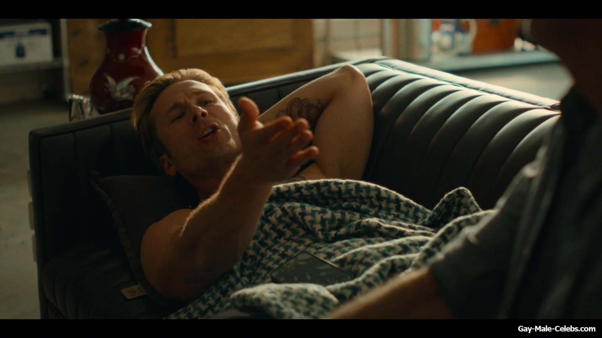 Glen Powell shirtless in Chad Powers