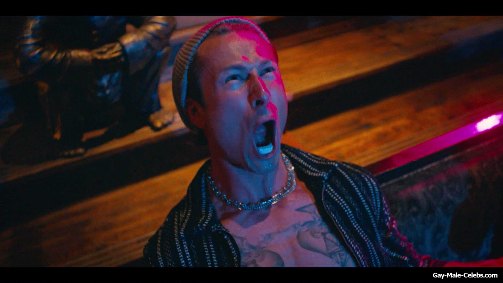 Glen Powell shirtless in Chad Powers