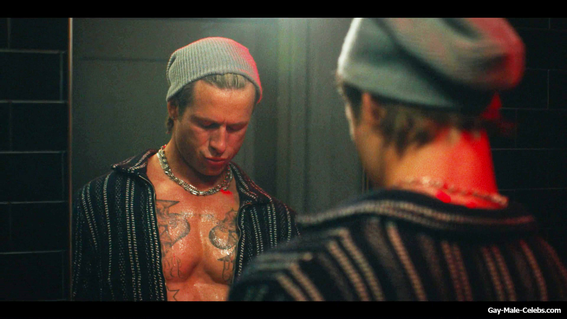 Glen Powell shirtless in Chad Powers