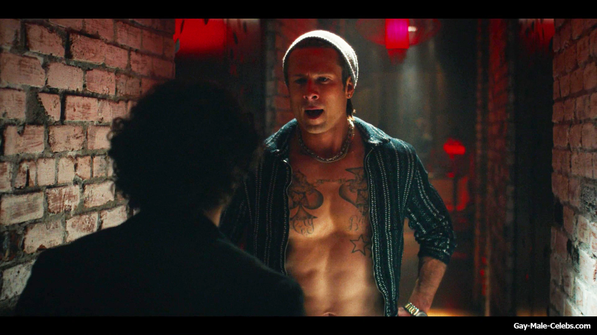 Glen Powell shirtless in Chad Powers