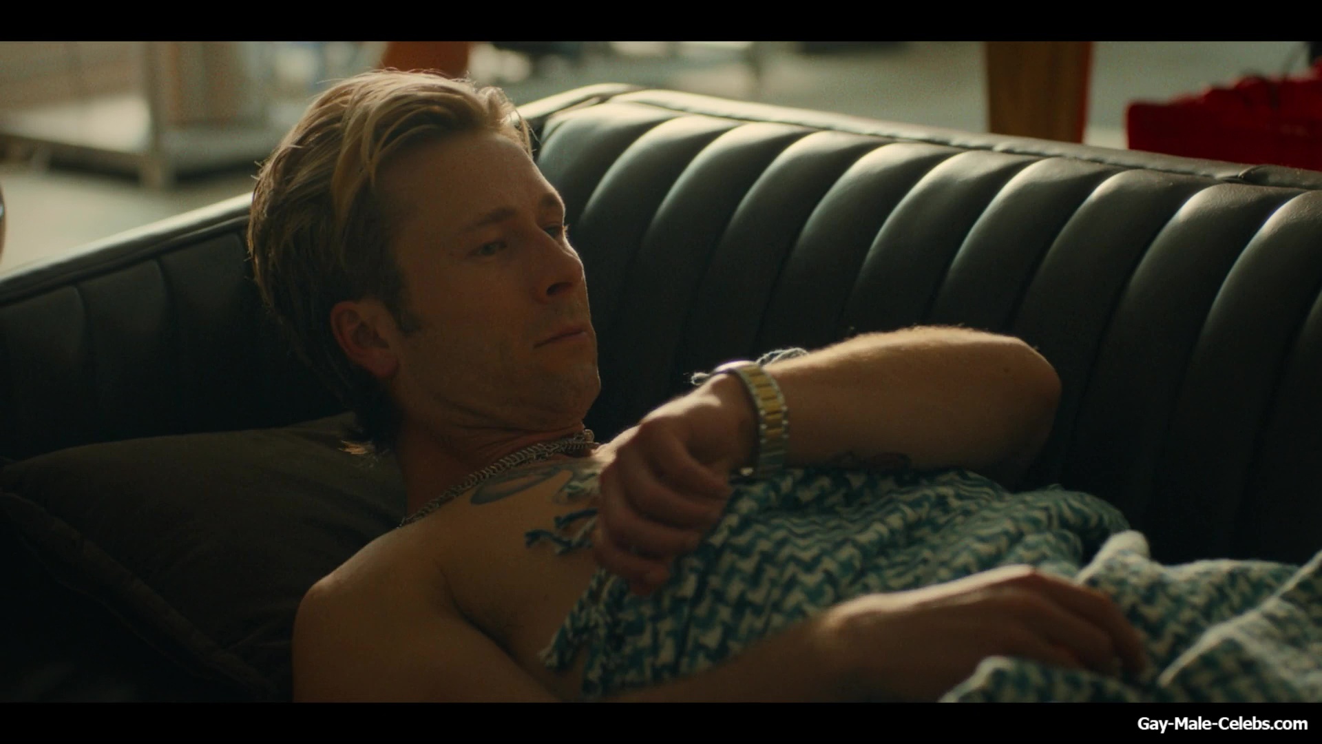 Glen Powell shirtless in Chad Powers