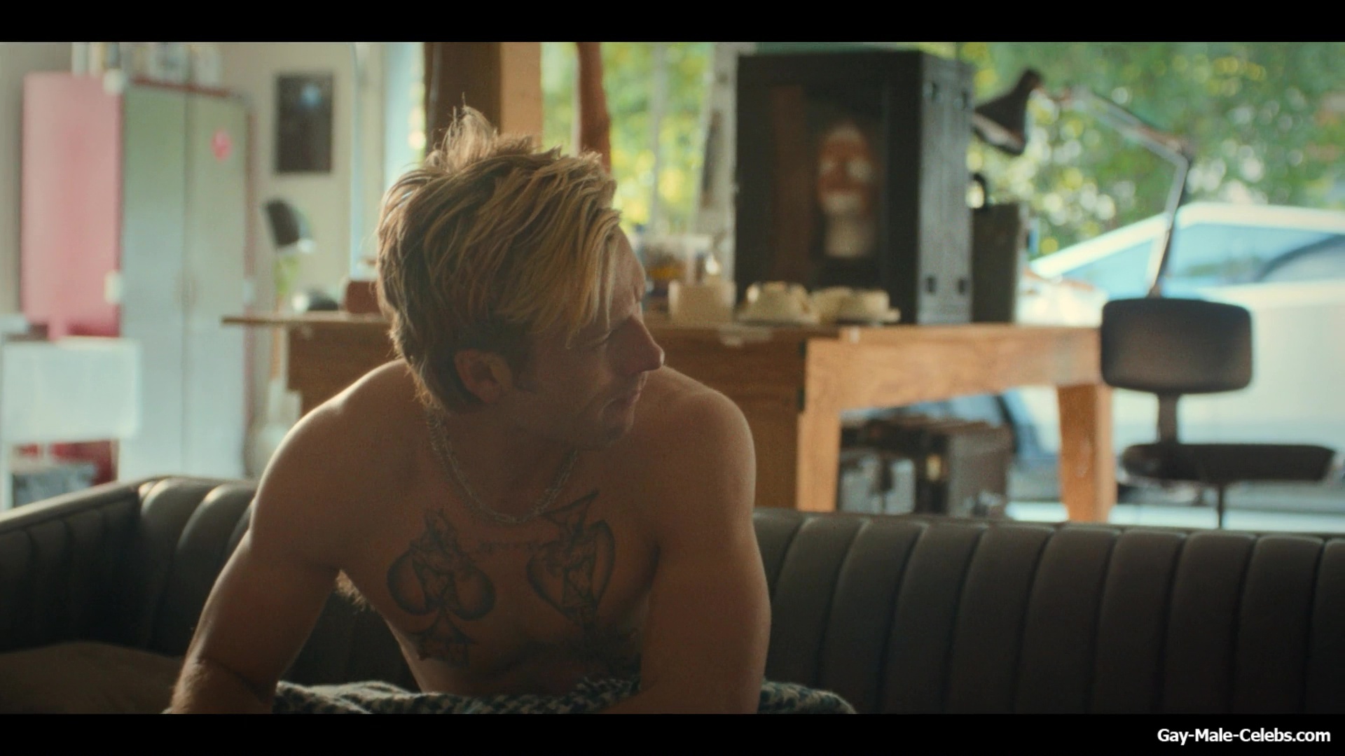 Glen Powell shirtless in Chad Powers