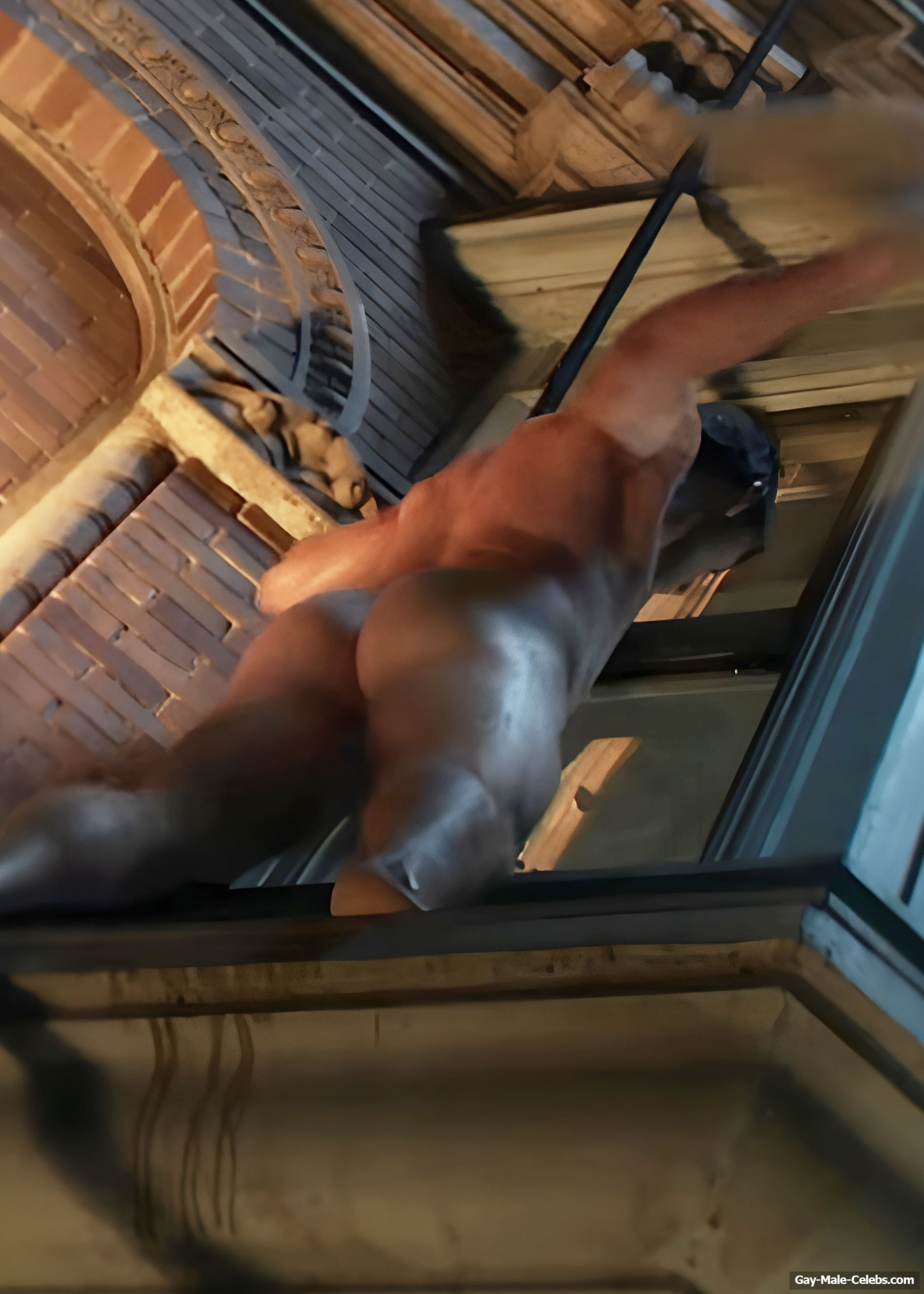 Glen Powell nude in The Running Man BTS