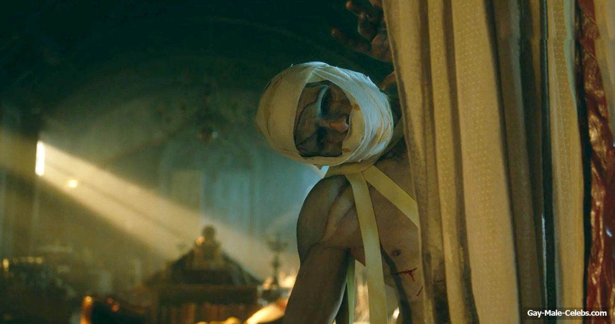 Jacob Elordi shirtless in Frankenstein