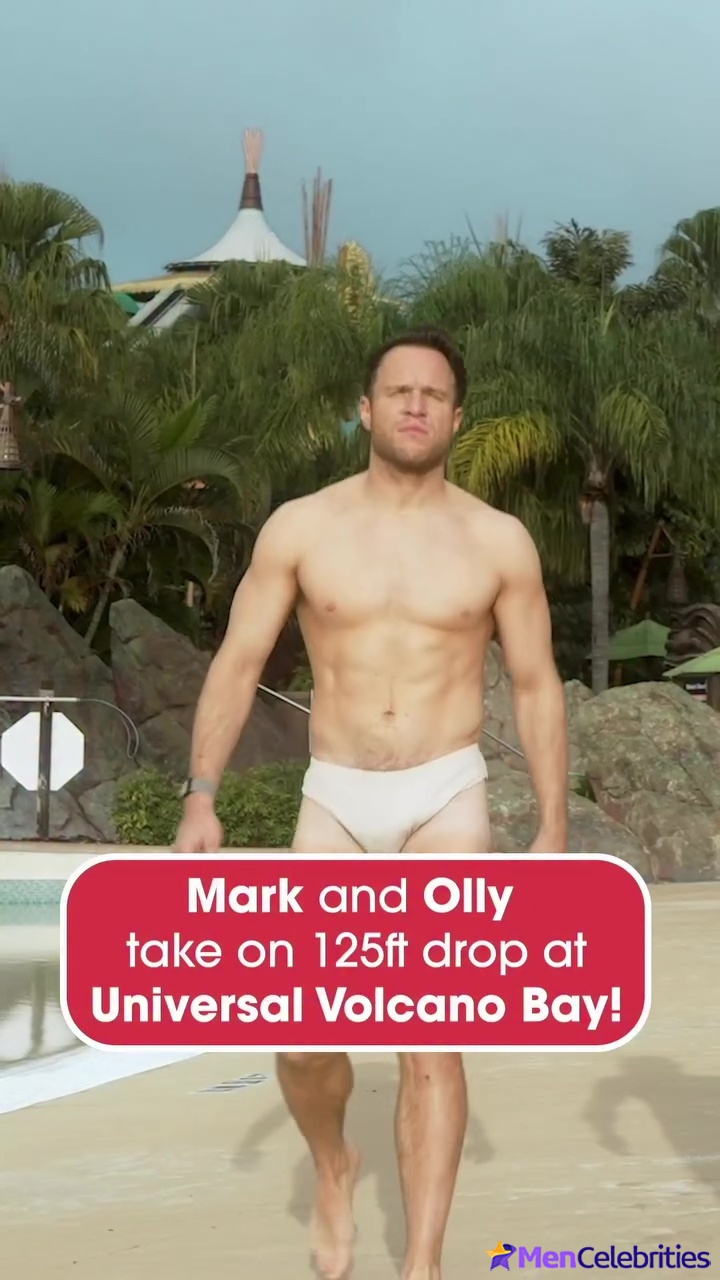 Olly Murs and Mark Wright at Universal Volcano Bay