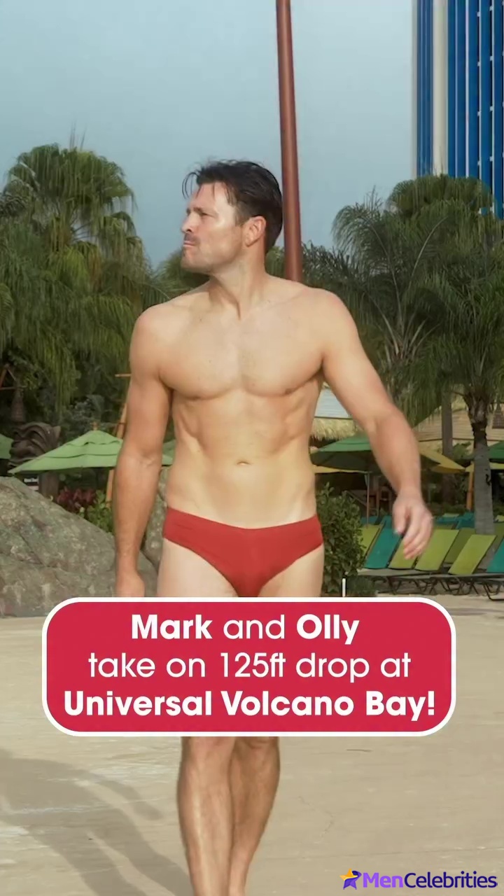 Olly Murs and Mark Wright at Universal Volcano Bay