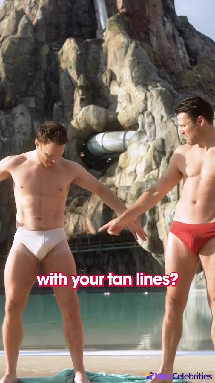 Olly Murs and Mark Wright at Universal Volcano Bay