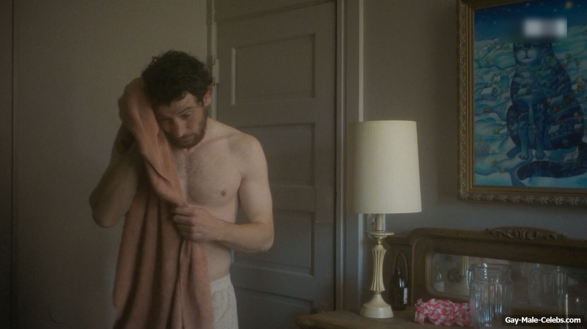 Josh O'Connor shirtless in The Mastermind