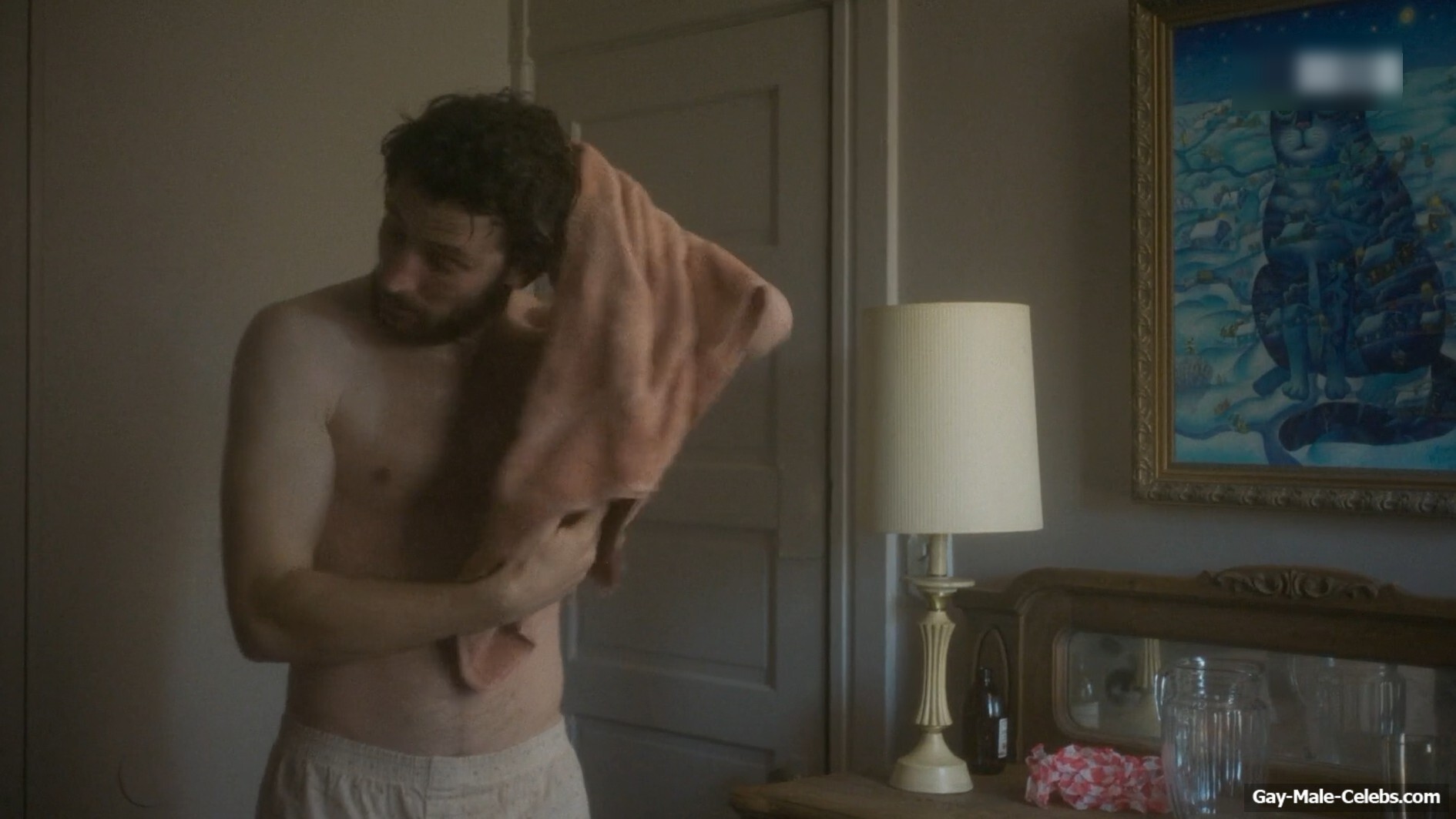 Josh O'Connor shirtless in The Mastermind