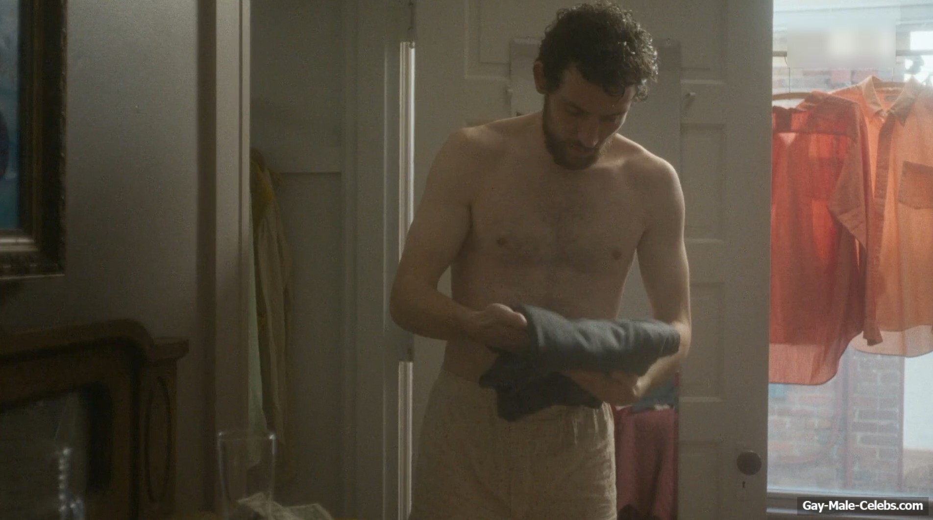 Josh O'Connor shirtless in The Mastermind