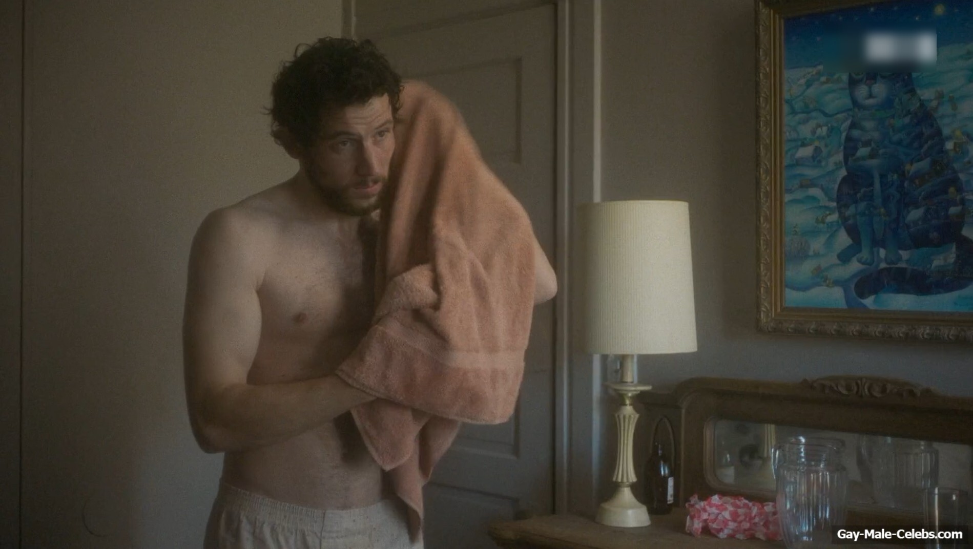 Josh O'Connor shirtless in The Mastermind