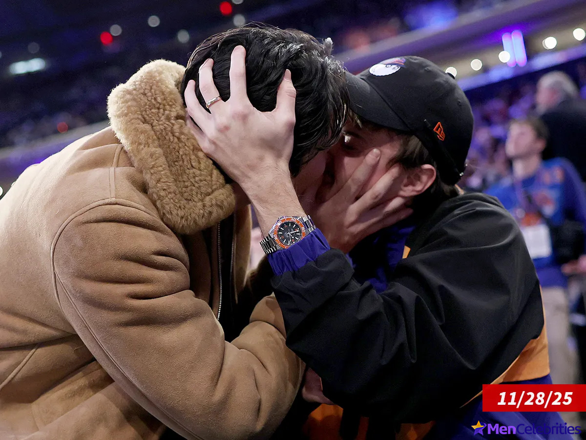 Sean Kaufman and Christopher Briney kiss