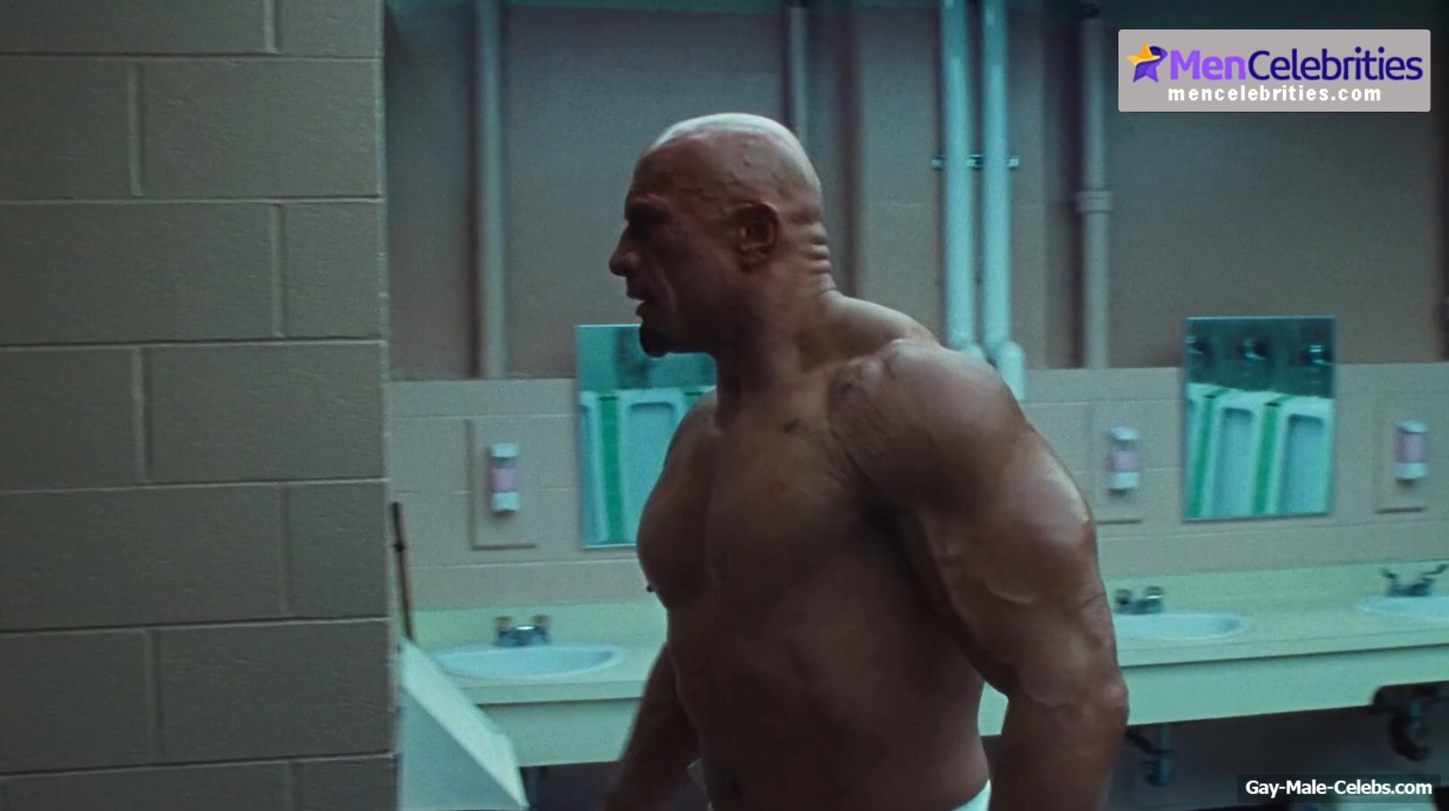 Dwayne Johnson shirtles in The Smashing Machine