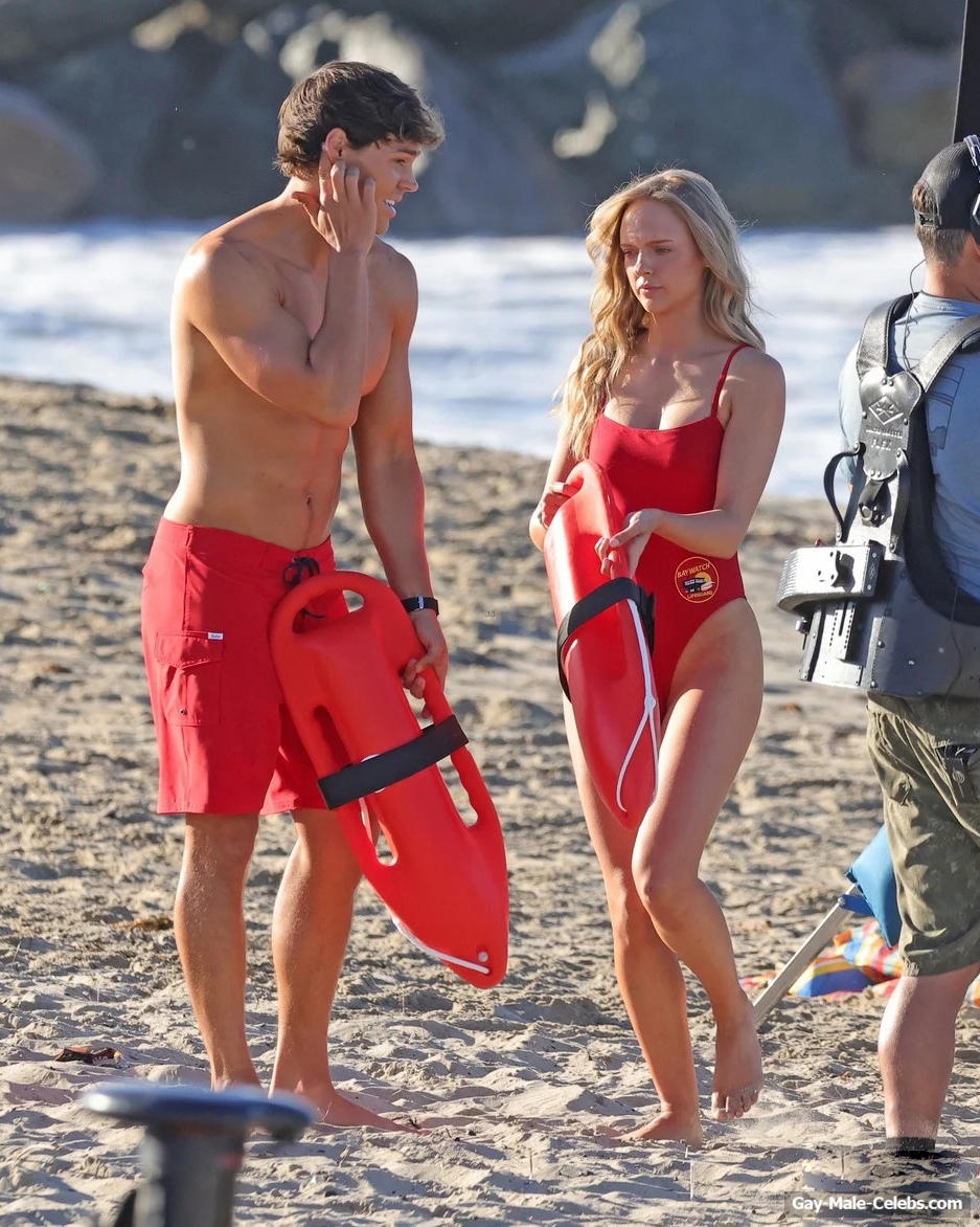 Noah Beck Shirtless And Sexy During Baywatch Reboot