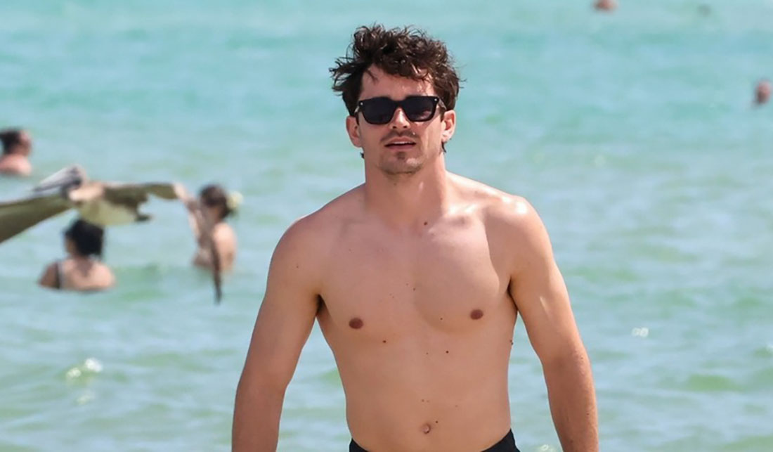 Charles Leclerc Turns Heads with Shirtless Beach Moment in Miami