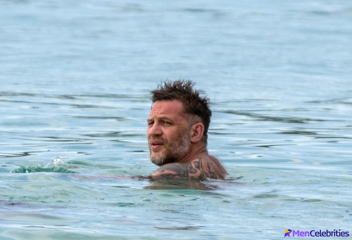 Tom Hardy Goes Shirtless During a Beach Day in Barbados