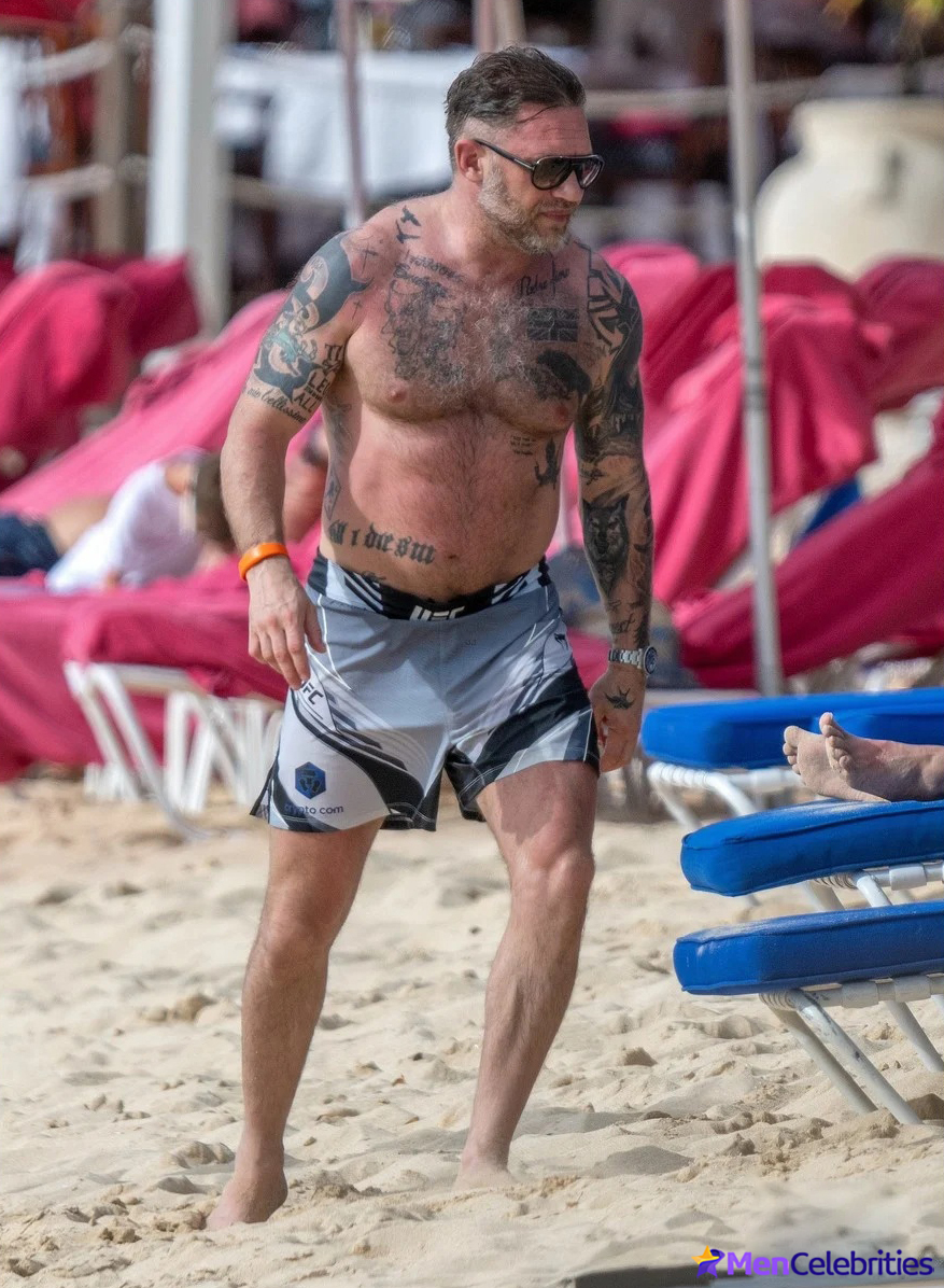 Tom Hardy Goes Shirtless During a Beach Day in Barbados