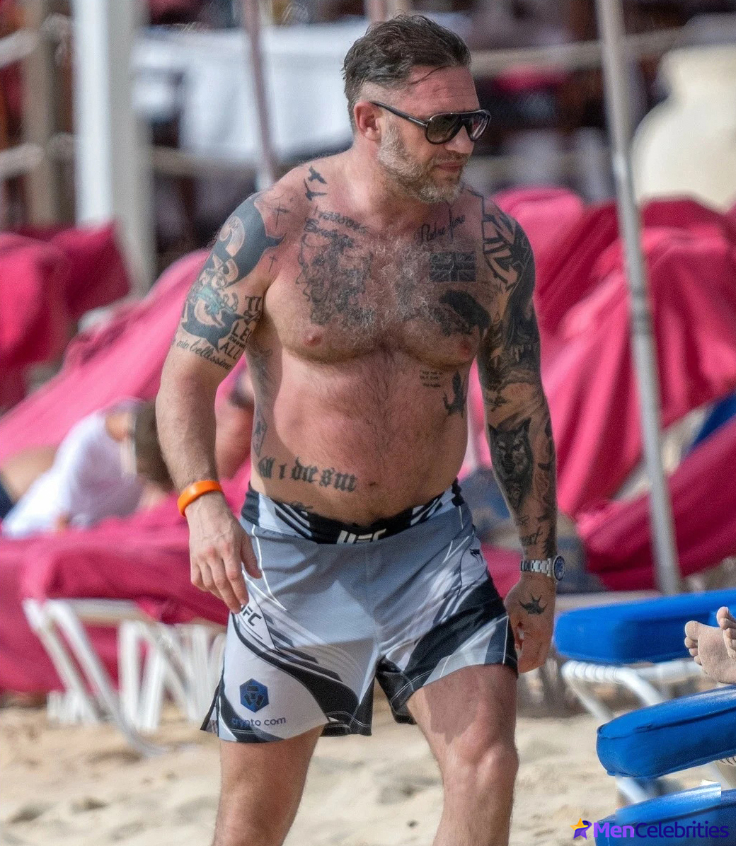 Tom Hardy Goes Shirtless During a Beach Day in Barbados