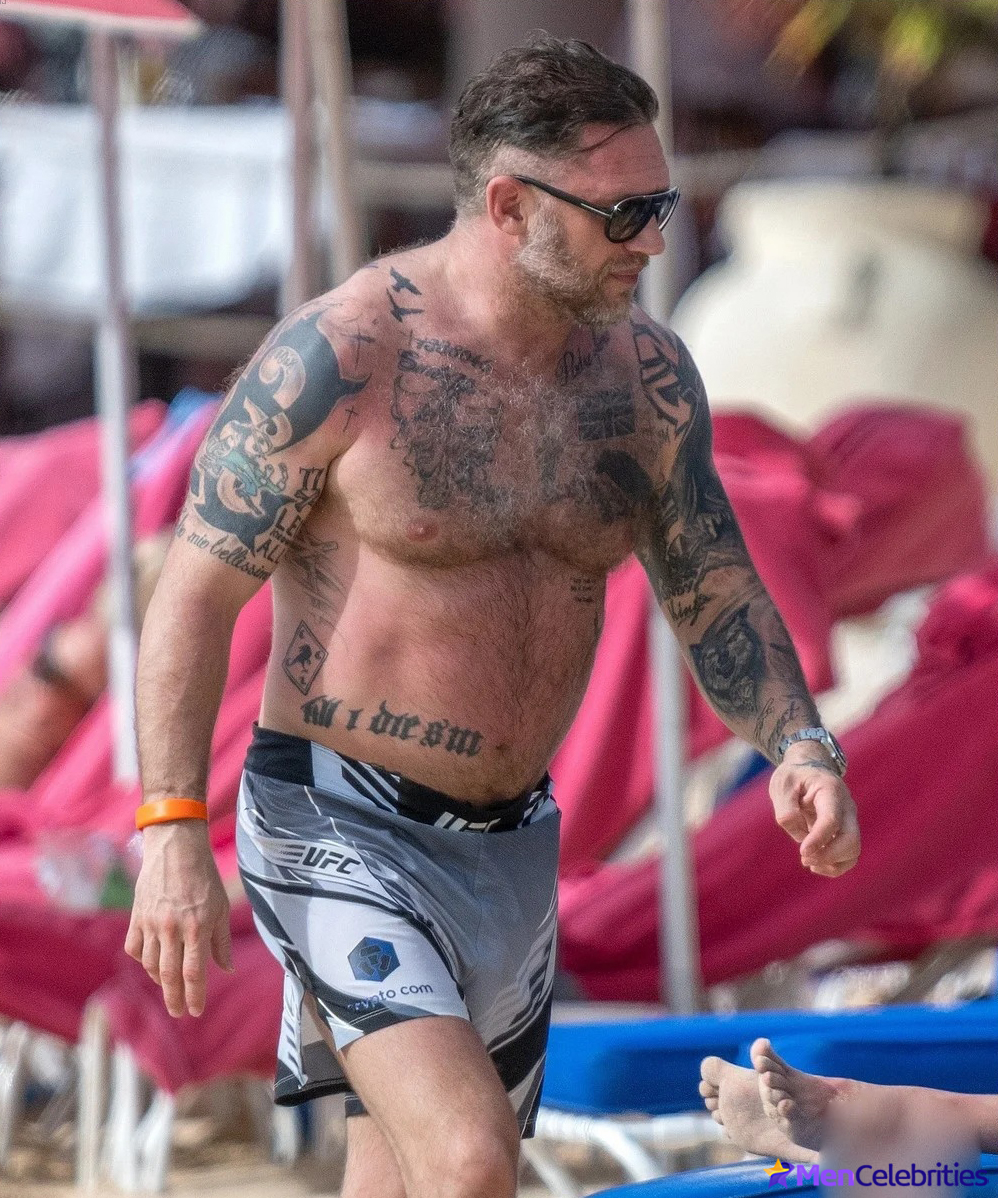 Tom Hardy Goes Shirtless During a Beach Day in Barbados