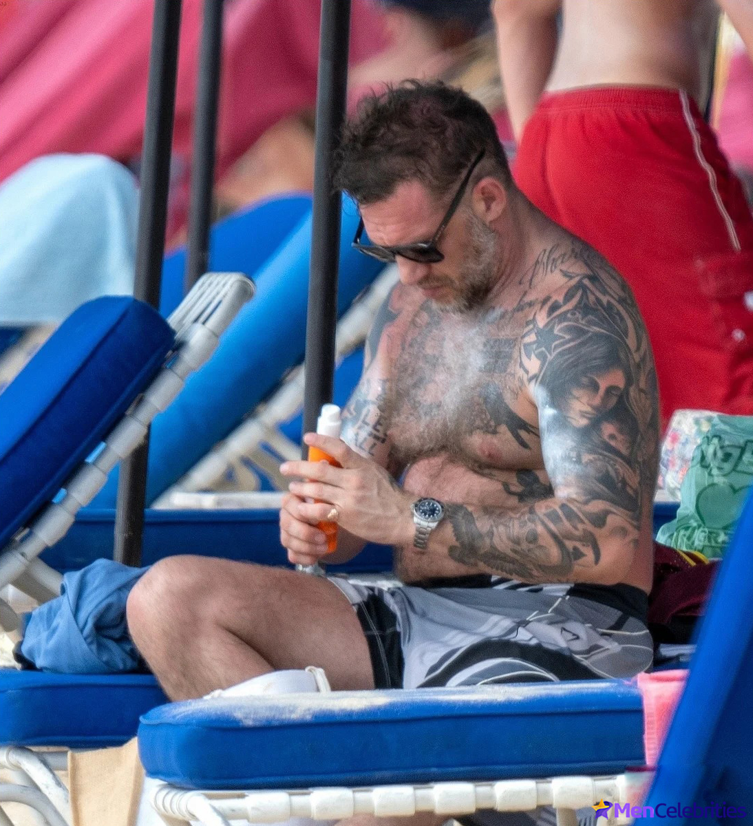 Tom Hardy Goes Shirtless During a Beach Day in Barbados