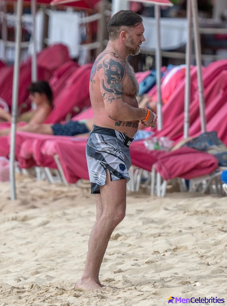 Tom Hardy Goes Shirtless During a Beach Day in Barbados