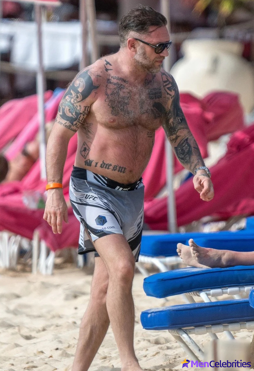Tom Hardy Goes Shirtless During a Beach Day in Barbados
