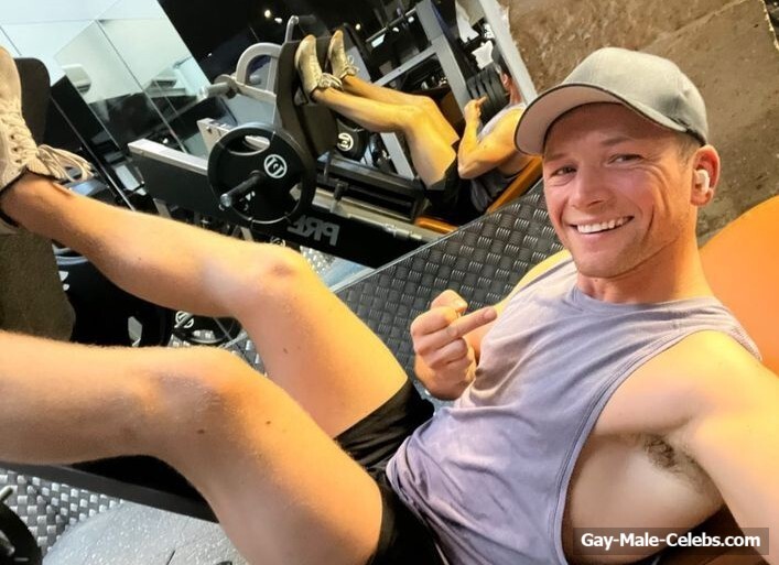 Taron Egerton shirtless beach pics