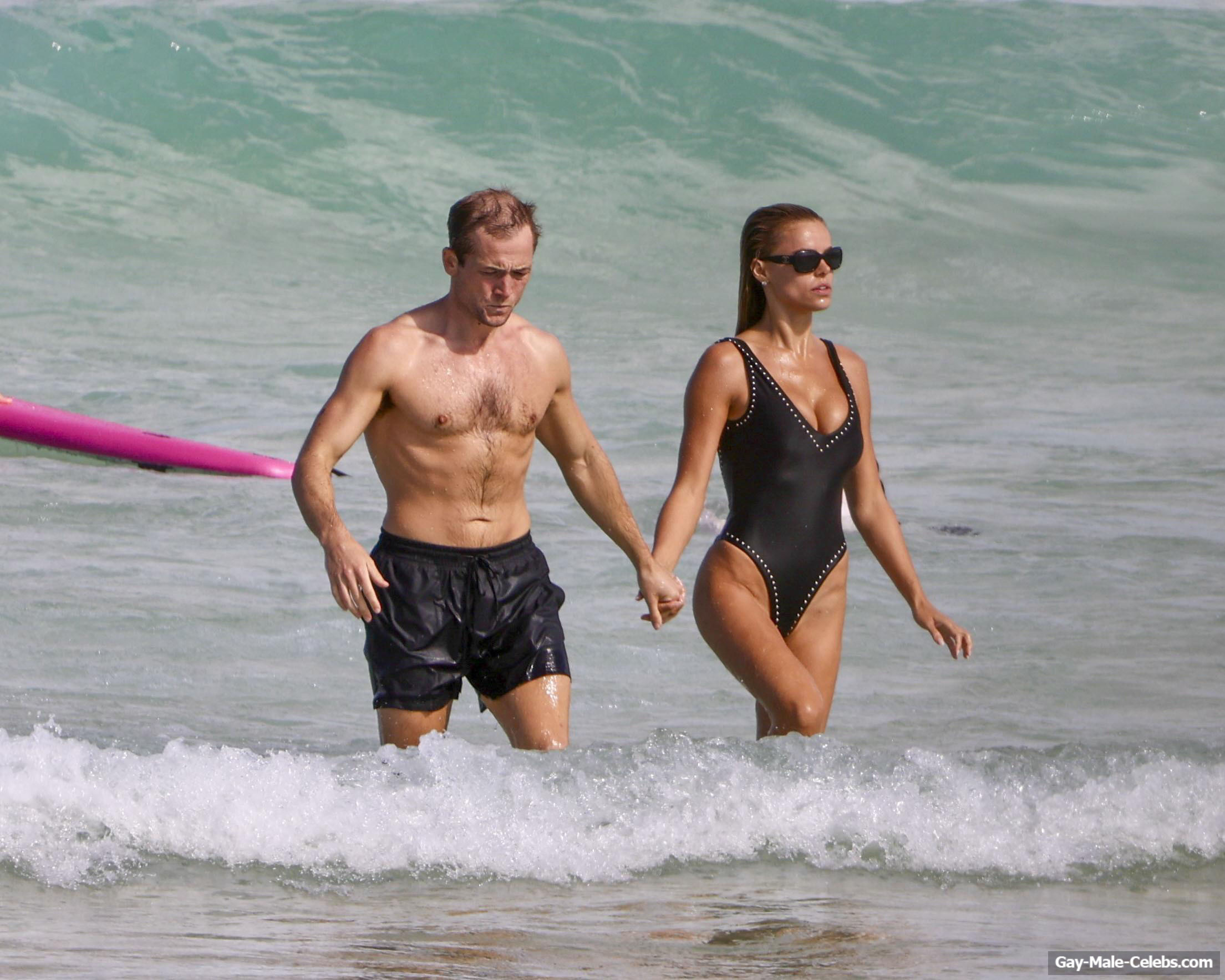 Taron Egerton shirtless beach pics