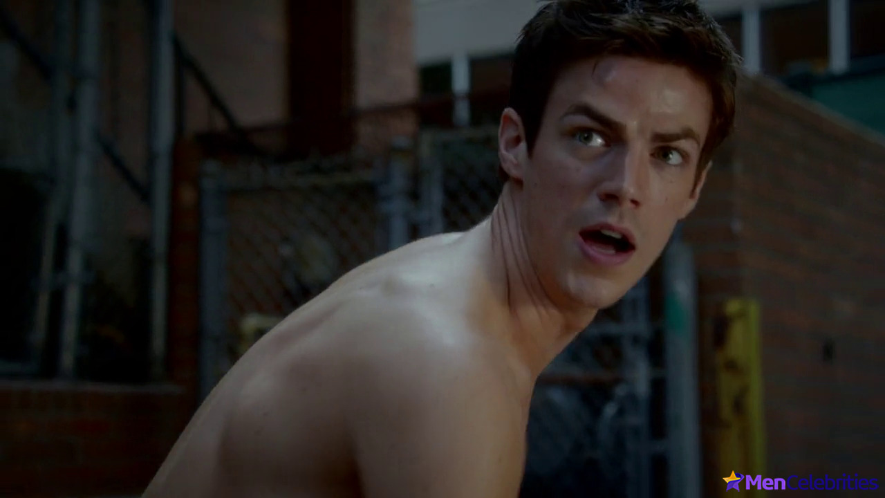 Grant Gustin shirtless and sexy in The Flash