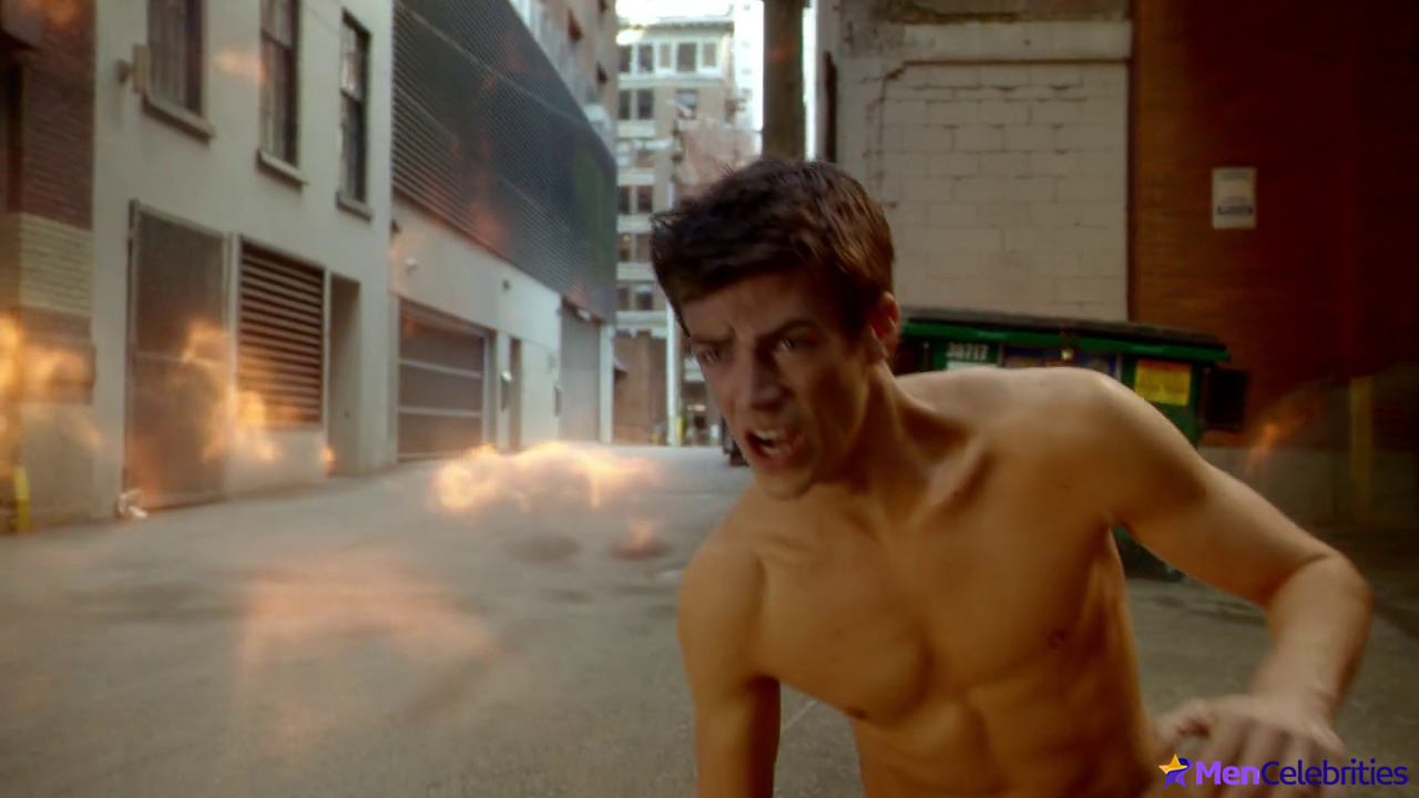Grant Gustin shirtless and sexy in The Flash