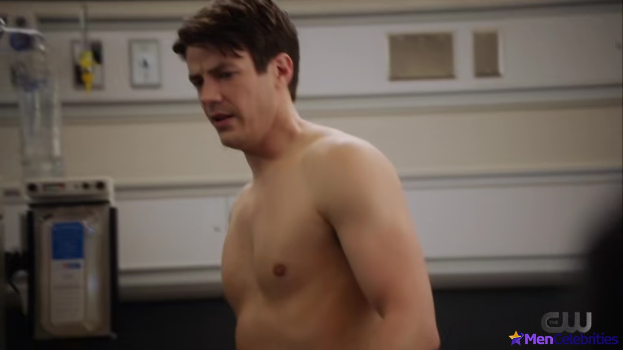 Grant Gustin shirtless and sexy in The Flash
