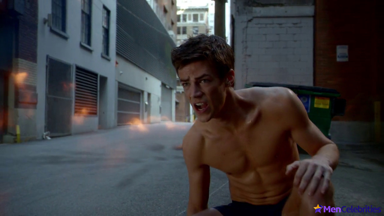 Grant Gustin shirtless and sexy in The Flash