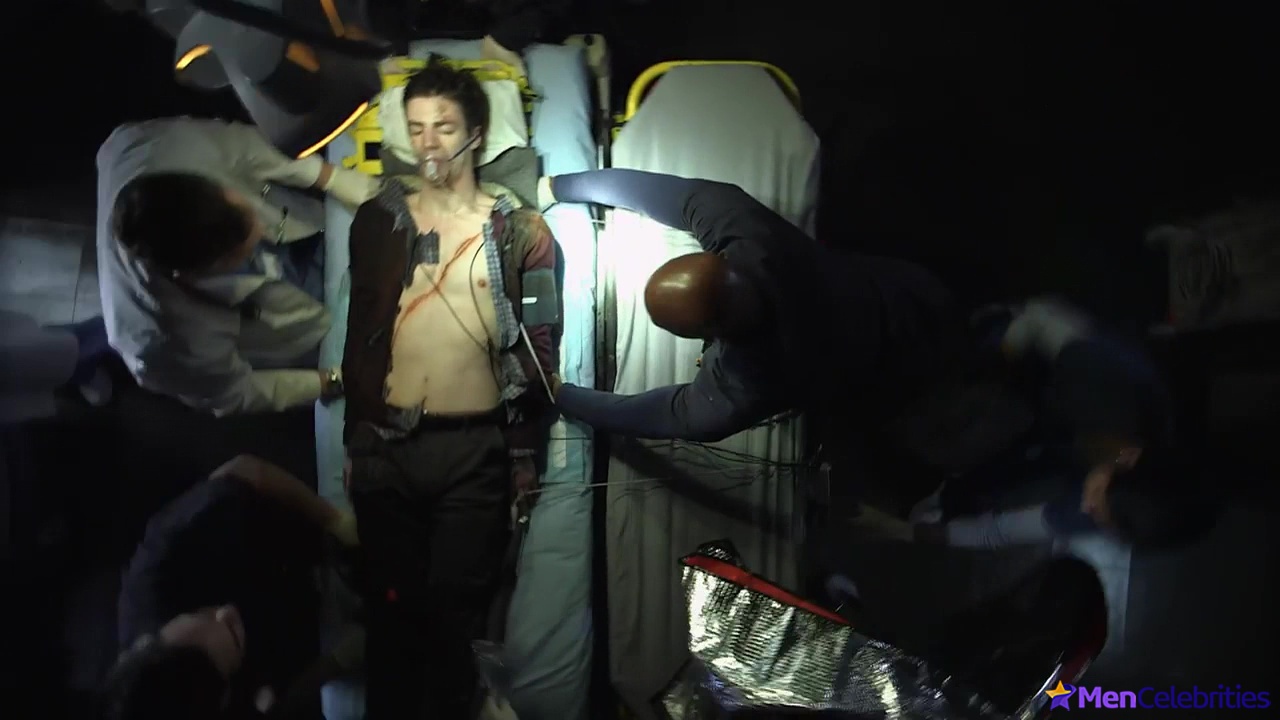 Grant Gustin shirtless and sexy in The Flash