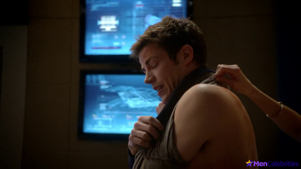 Grant Gustin shirtless and sexy in The Flash