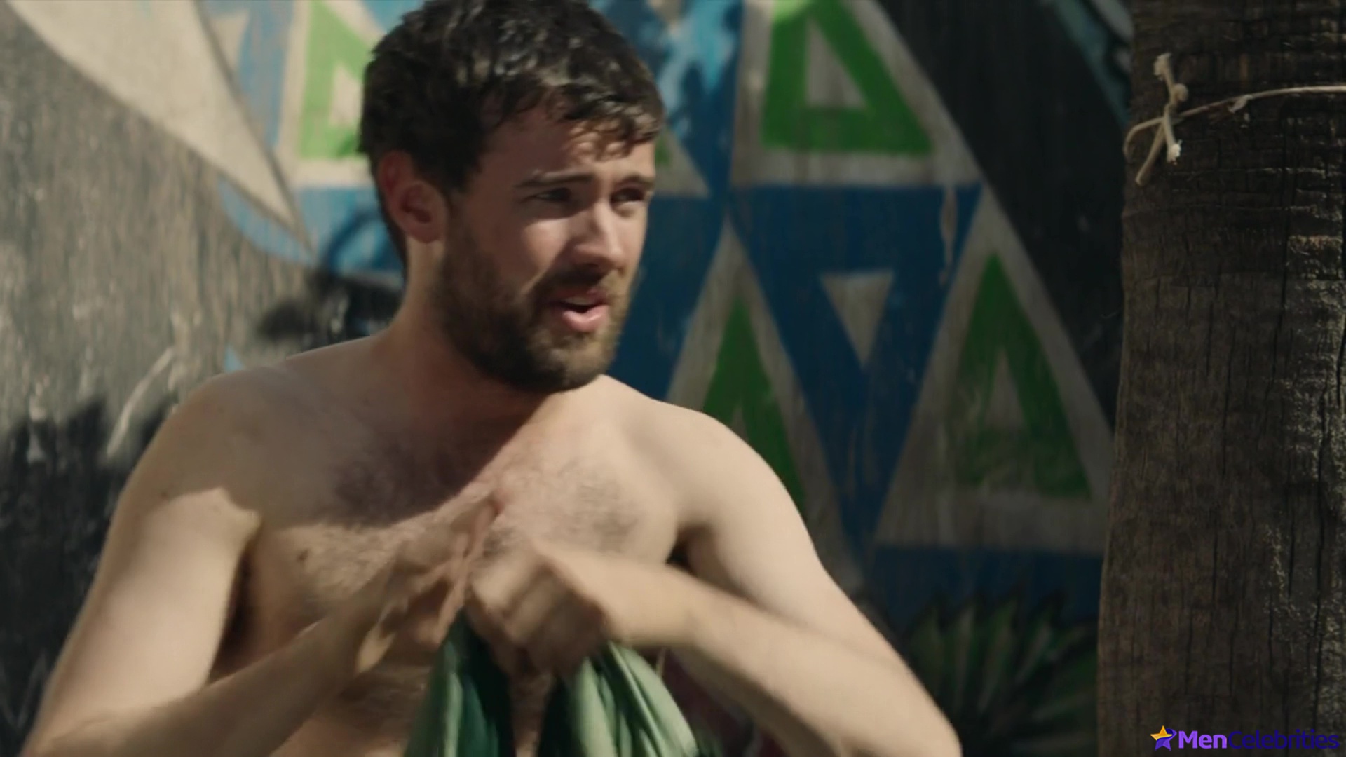 Jack Whitehall shirtless in Bounty Hunters