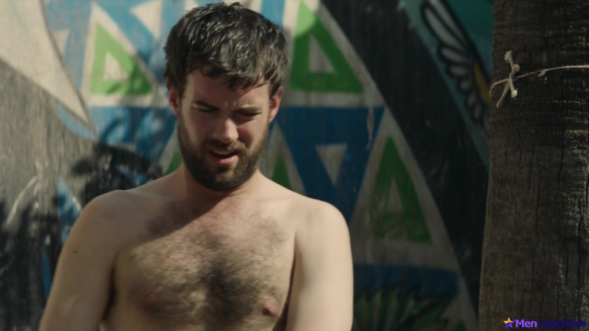 Jack Whitehall shirtless in Bounty Hunters