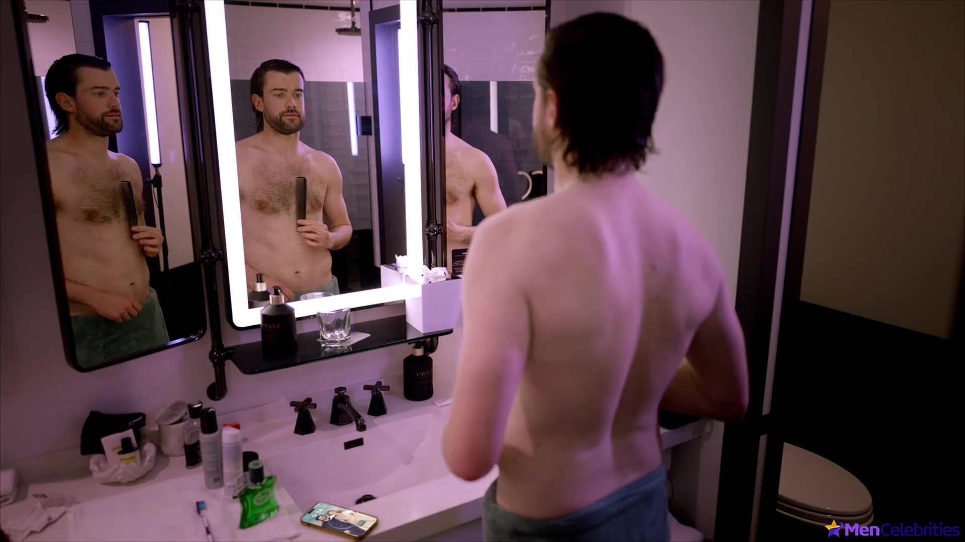 Jack Whitehall shirtless in Jack In Time For Christmas