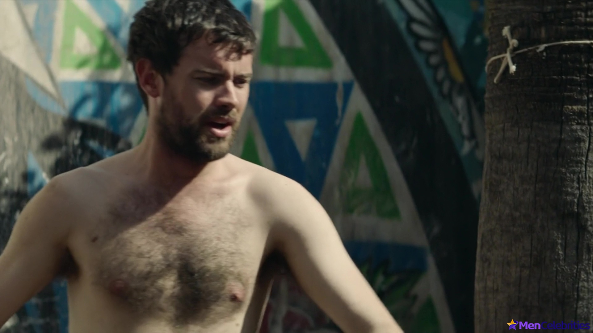 Jack Whitehall shirtless in Bounty Hunters