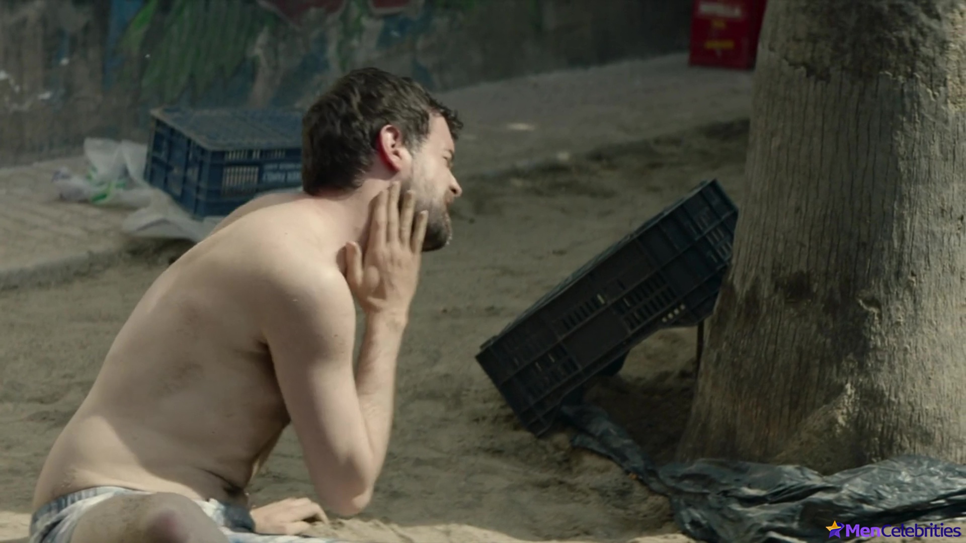 Jack Whitehall shirtless in Bounty Hunters