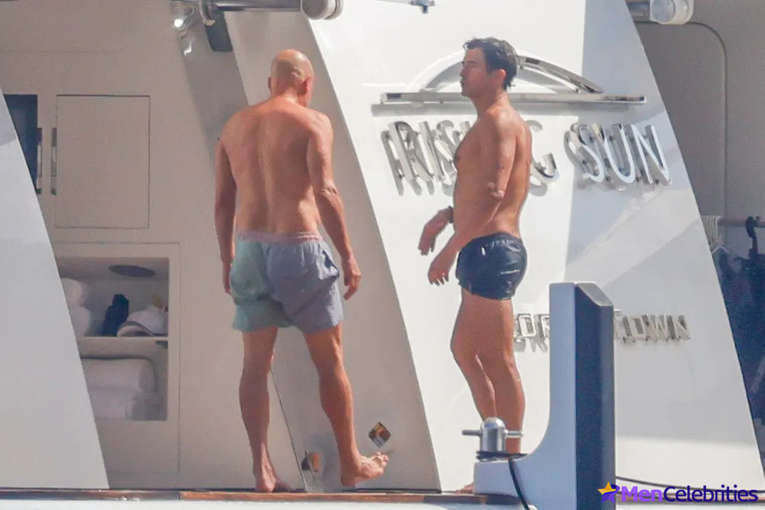 Orlando Blooms Shirtless Yacht Day with Woody Harrelson