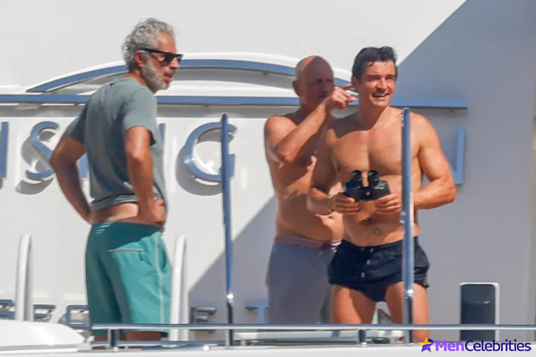 Orlando Blooms Shirtless Yacht Day with Woody Harrelson