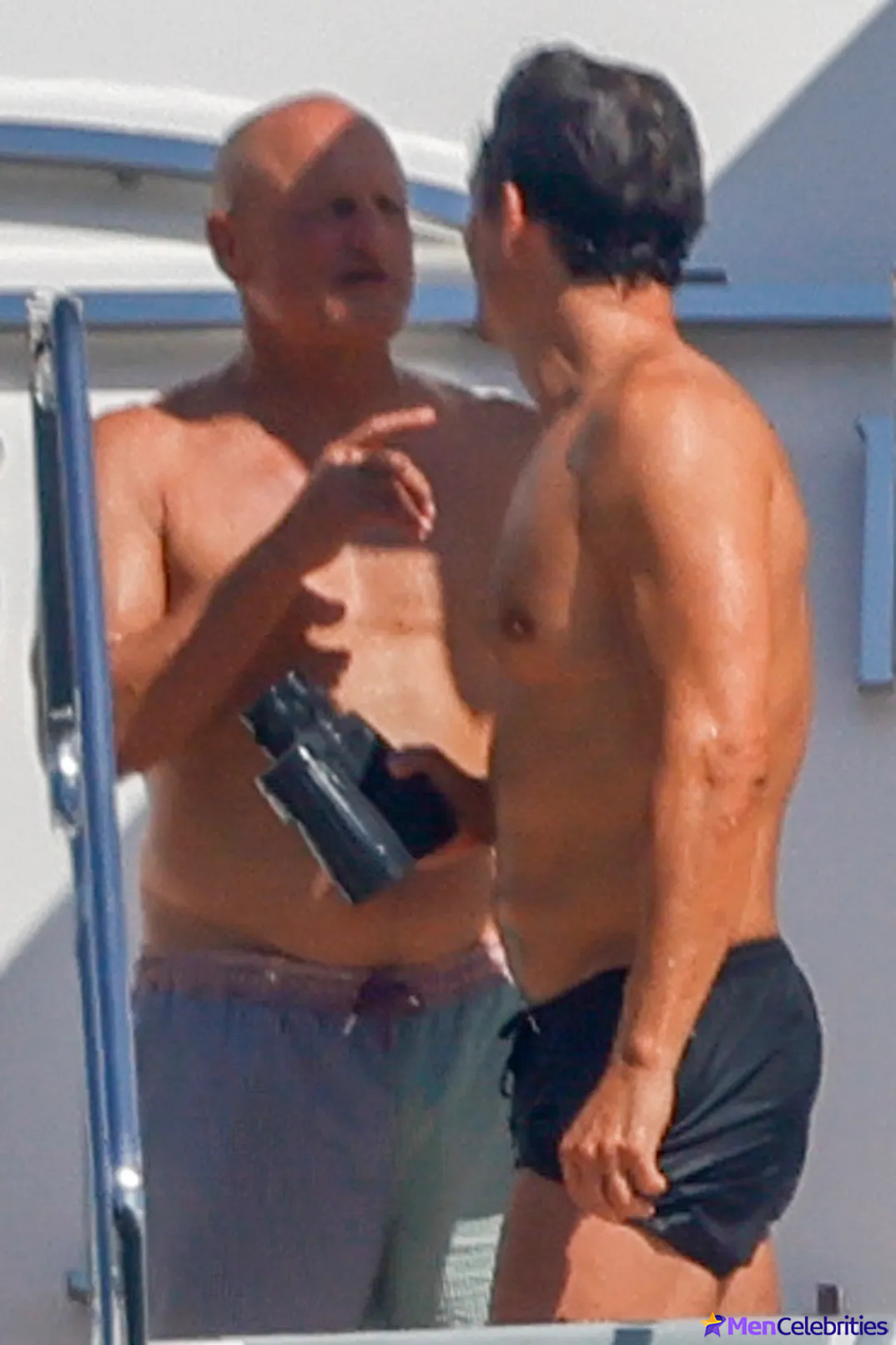 Orlando Blooms Shirtless Yacht Day with Woody Harrelson