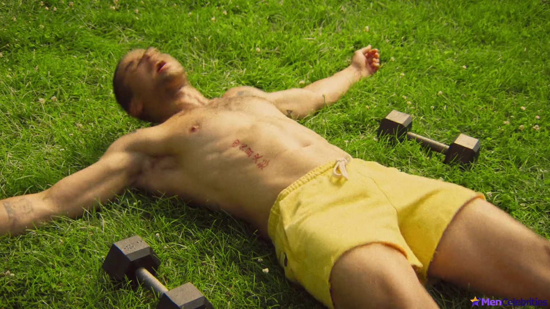 Mason Gooding shirtless and bulge in Pools