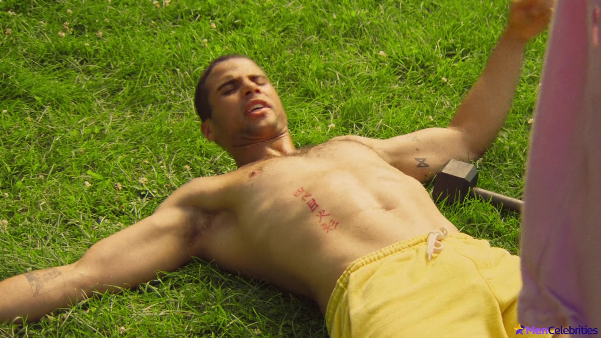 Mason Gooding shirtless and bulge in Pools