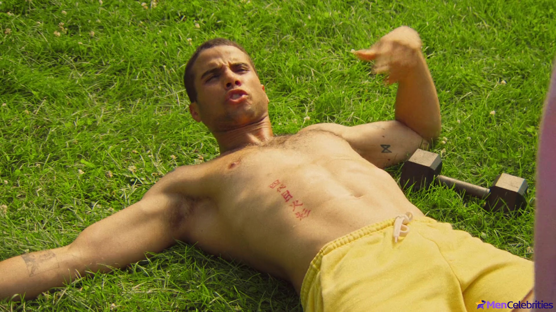 Mason Gooding shirtless and bulge in Pools